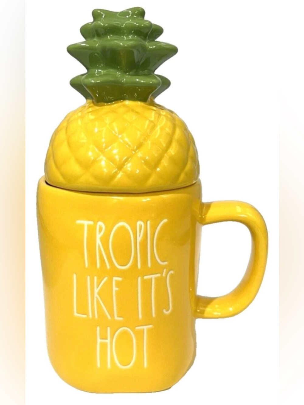 Rae Dunn Tropic Like It’s Hot Pineapple Mug with Lid, NEW